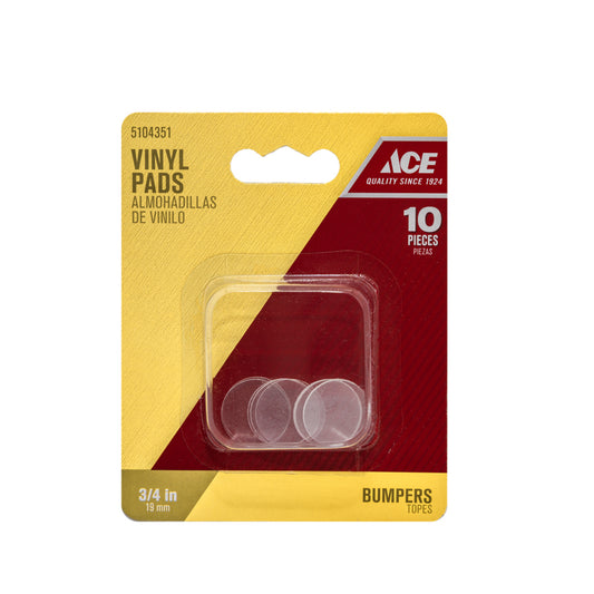 Ace Vinyl Protective Pad Clear Round 3/4 in. W 10 pk