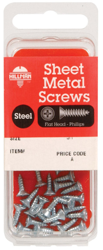 HILLMAN No. 10 Ga. X 1-1/2 in. L Phillips Flat Head Sheet Metal Screws 1 pk