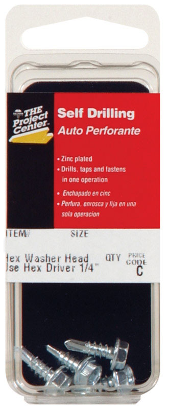 HILLMAN No. 10 Ga. X 1 in. L Hex Hex Washer Head Sheet Metal Screws 5 pk