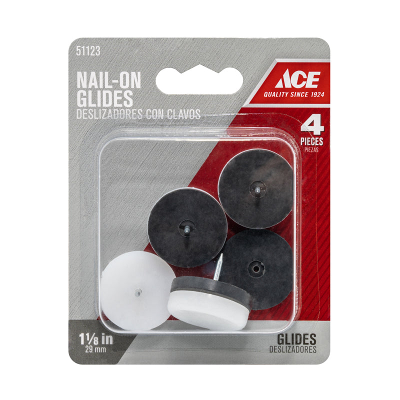 Ace White 1-1/8 in. Nail-On Plastic Cushioned Glide 1 pk