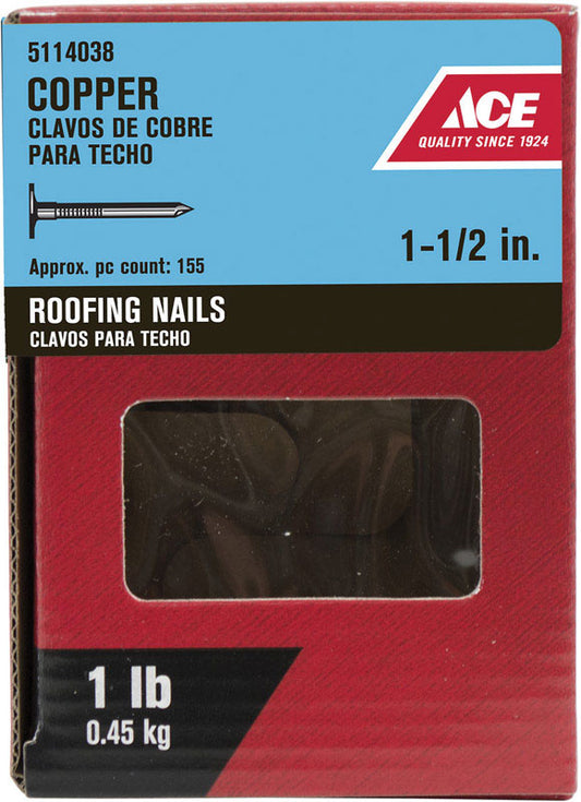 Ace 1-1/2 in. Roofing Copper Nail Large Head 1 lb