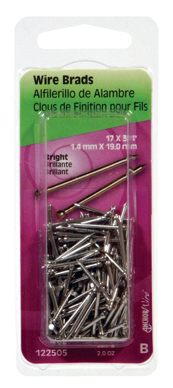 HILLMAN Anchor Wire 17 Ga. X 3/4 in. L Bright Steel Brad Nails 1 pk 2 oz