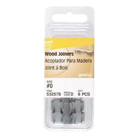HILLMAN 3/8 in. Wood Joiner Bright Steel Wood Joiner Flat Head 8 pk