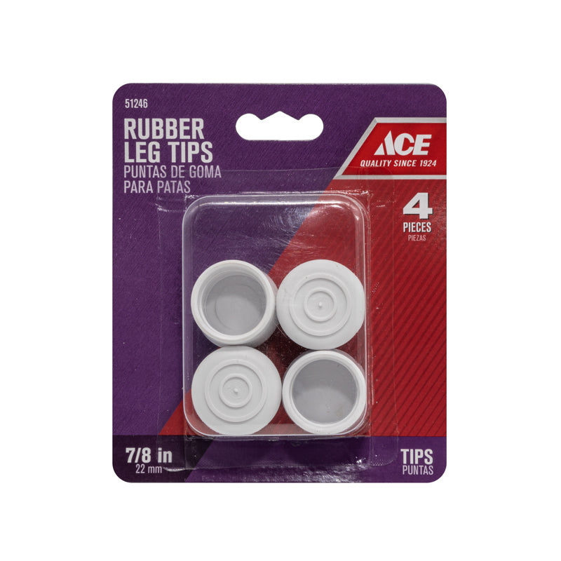 Ace Rubber Leg Tip Off-White Round 7/8 in. W 4 pk