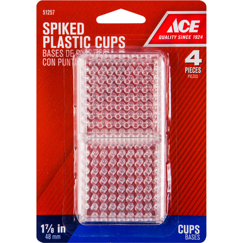 Ace Plastic Furniture Cups W/Spikes Clear Square 1-7/8 in. W X 1-7/8 in. L 4 pk