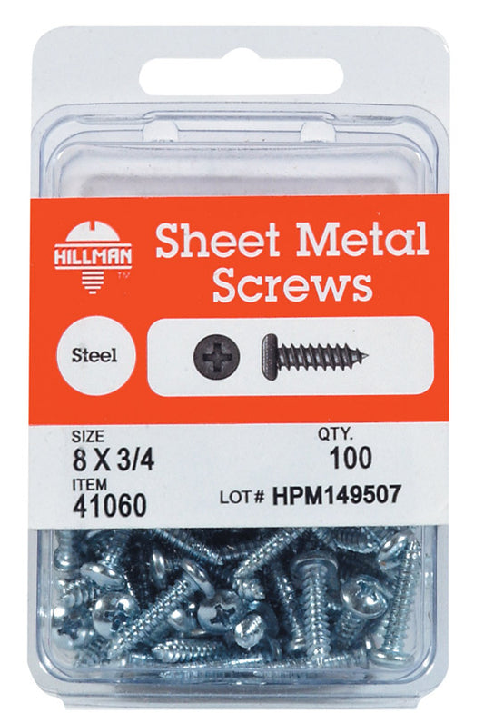 HILLMAN No. 10 Ga. X 1 in. L Phillips Pan Head Sheet Metal Screws 75 pk