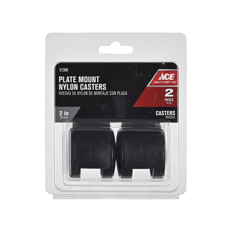Ace 2 in. D Swivel Plastic Twin Caster 75 lb 2 pk