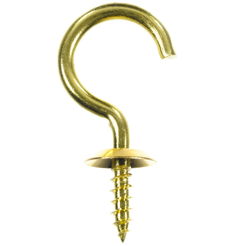 Ace Medium Polished Brass Green Brass 1 in. L Cup Hook 25 lb 4 pk