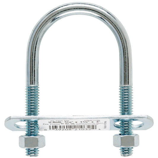 Hampton 5/16 in. X 1-3/4 in. W X 3 in. L Coarse Zinc-Plated Steel U-Bolt