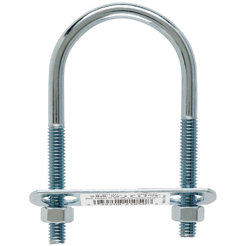 Hampton 5/16 in. X 2 in. W X 3-3/4 in. L Coarse Zinc-Plated Steel U-Bolt