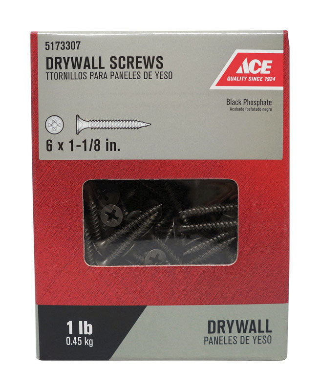 Ace No. 6 wire X 1-1/8 in. L Phillips Fine Drywall Screws 1 lb 313 pk
