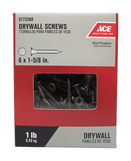 Ace No. 6 wire X 1-5/8 in. L Phillips Fine Drywall Screws 1 lb 230 pk