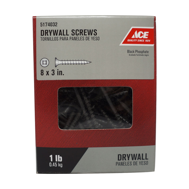 Ace No. 8 X 3 in. L Square Coarse Drywall Screws 1 lb 96 pk