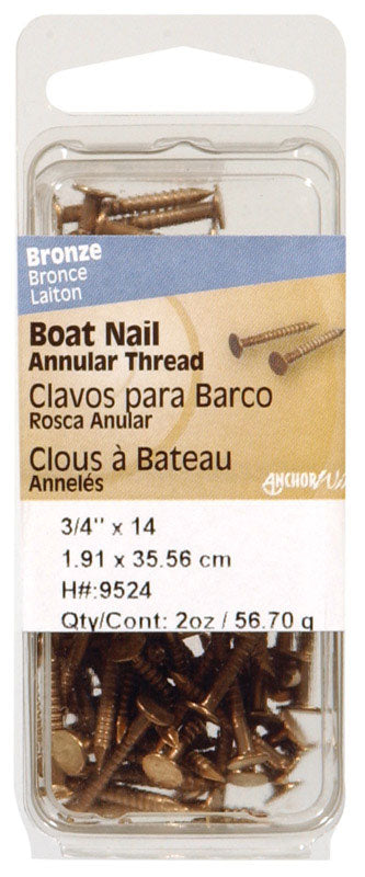 HILLMAN Anchor Wire 3/4 in. Boat Bronze Steel Nail Flat Head 2 oz
