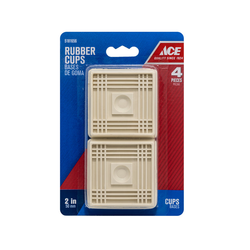 Ace Rubber Furniture Cups White Square 2 in. W X 2 in. L 2 pk