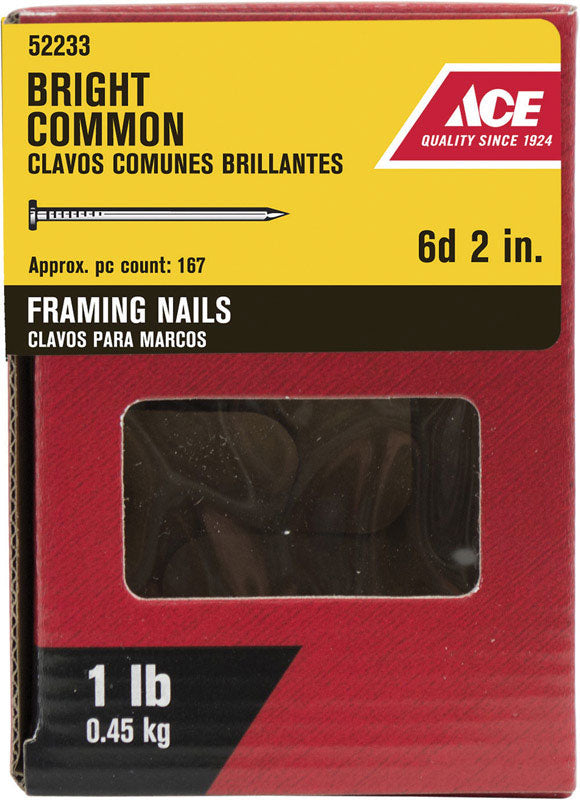 Ace 6D 2 in. Common Bright Steel Nail Round Head 1 lb