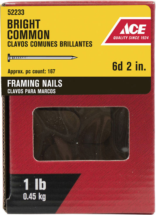 Ace 6D 2 in. Common Bright Steel Nail Round Head 1 lb