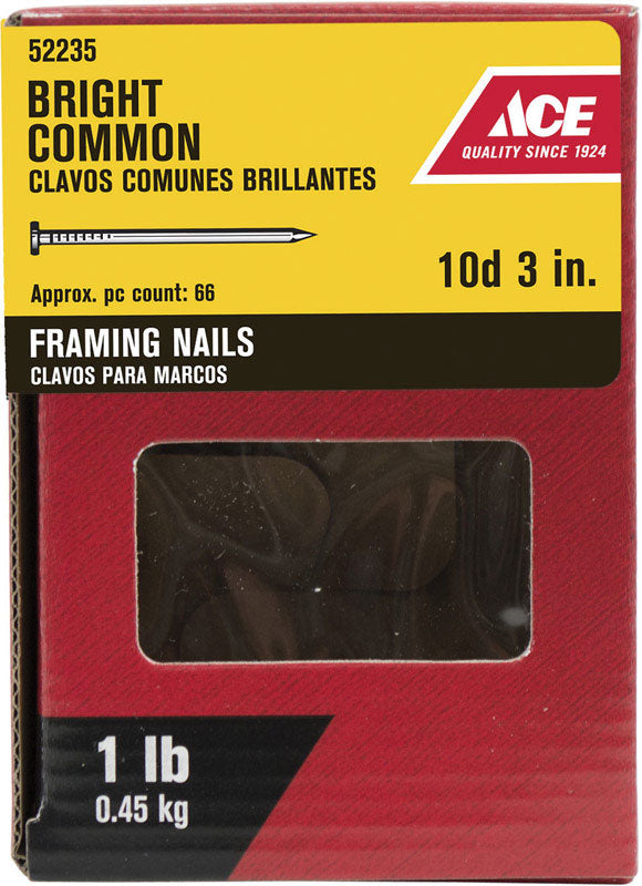Ace 10D 3 in. Framing Bright Steel Nail Round Head 1 lb