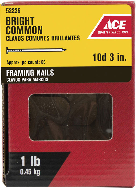 Ace 10D 3 in. Framing Bright Steel Nail Round Head 1 lb