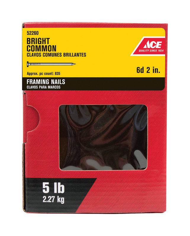 Ace 6D 2 in. Common Bright Steel Nail Round Head 5 lb