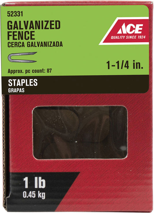 Ace 0.25 in. W X 1-1/4 in. L Galvanized Steel Fence Staples 1 lb