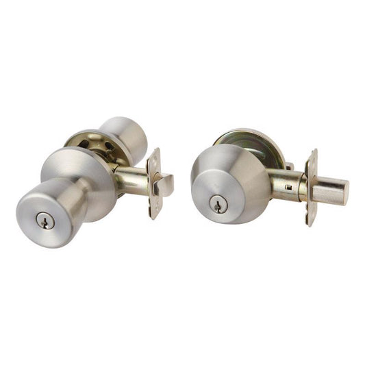 Ace Tulip Satin Deadbolt and Entry Door Knob 1-3/4 in.