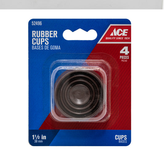 Ace Rubber Furniture Cups Brown Round 1-1/2 in. W 4 pk