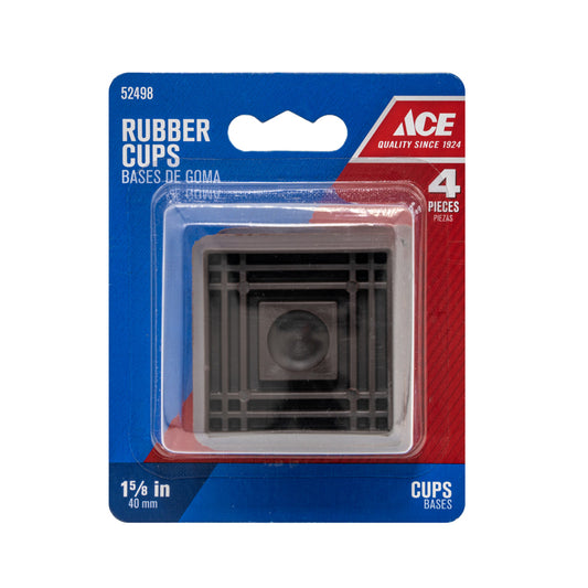 Ace Rubber Furniture Cups Brown Square 1-5/8 in. W X 1-5/8 in. L 4 pk