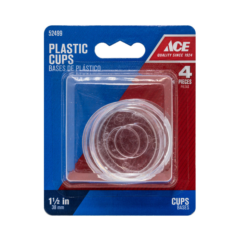Ace Plastic Furniture Cups Clear Round 1-1/2 in. W 4 pk