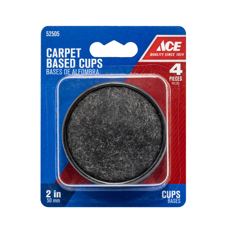 Ace Plastic Furniture Cups W/Carpeted Base Black Round 2 in. W 4 pk