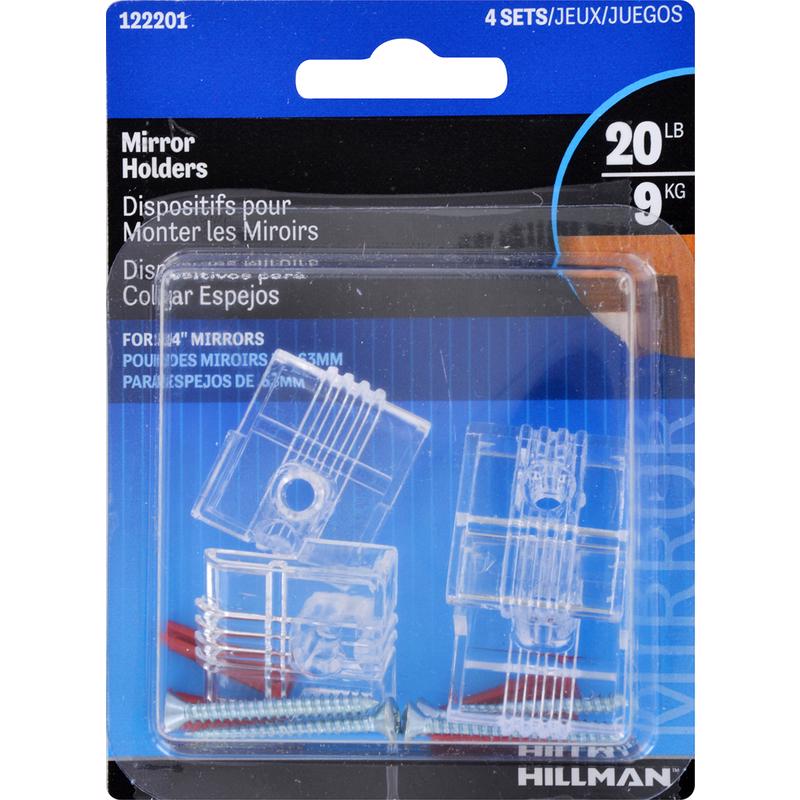 HILLMAN Plastic Coated Heavy Duty Mirror Holder Kit 20 lb 1 pk