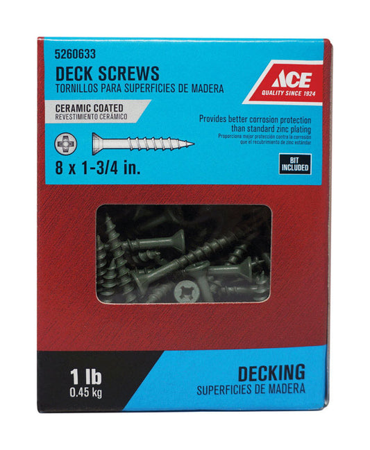 Ace No. 8 X 1-3/4 in. L Dual Flat Head Premium Deck Screws 1 lb 155 pk