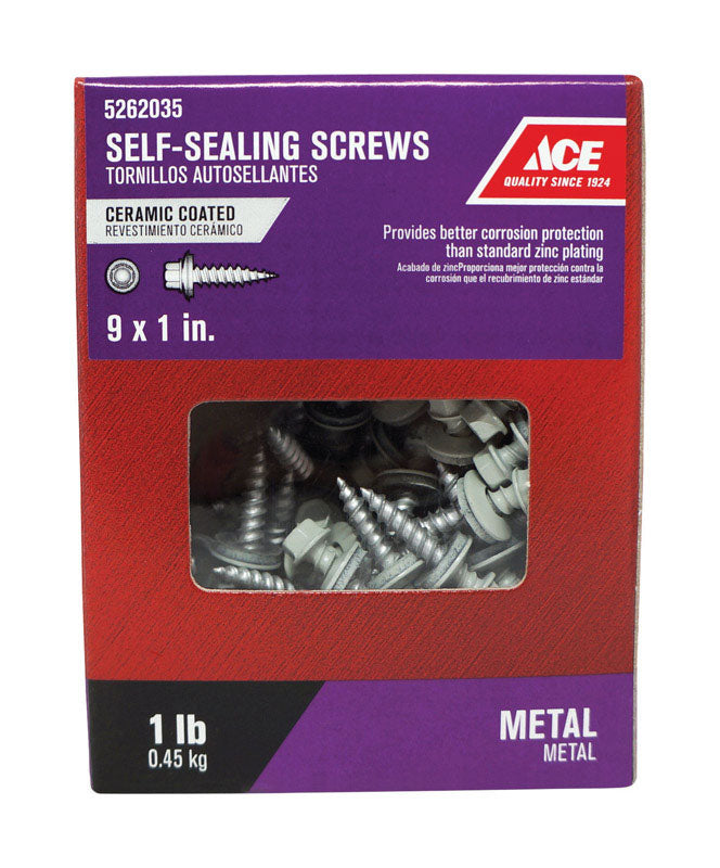 Ace No. 9 X 1 in. L Hex Washer Head Self-Sealing Screws 1 lb