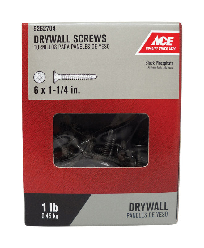 Ace No. 6 wire X 1-1/4 in. L Phillips Coarse Drywall Screws 1 lb 245 pk