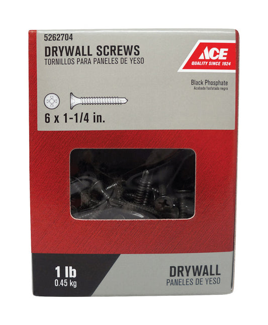 Ace No. 6 wire X 1-1/4 in. L Phillips Coarse Drywall Screws 1 lb 245 pk