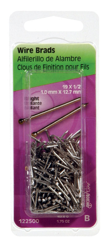 HILLMAN Anchor Wire 19 Ga. X 1/2 in. L Bright Steel Brad Nails 1 pk 1.75 oz