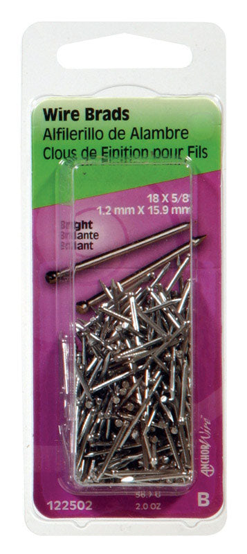 HILLMAN Anchor Wire 18 Ga. X 5/8 in. L Bright Steel Brad Nails 1 pk 2 oz