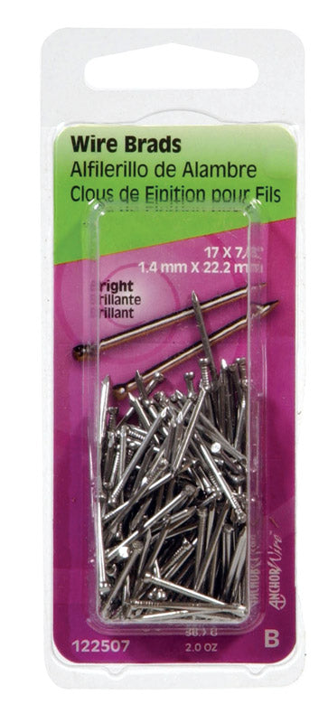 HILLMAN Anchor Wire 17 Ga. X 7/8 in. L Bright Steel Brad Nails 1 pk 2 oz