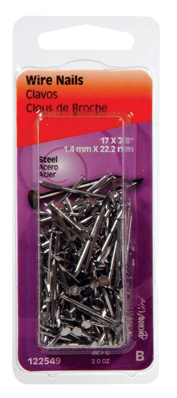 HILLMAN Anchor Wire 17 Ga. X 7/8 in. L Bright Steel Wire Nails 1 pk 2 oz