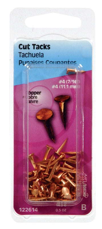 HILLMAN Anchor Wire No. 4 X 7/16 in. L Copper Cut Tacks 1 pk