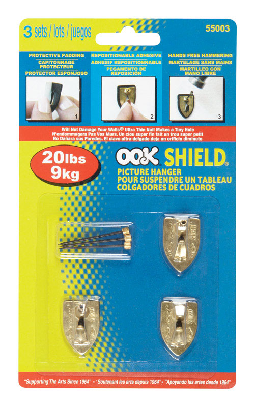 HILLMAN OOK Shield Picture Hanger 20 lb 3 pk