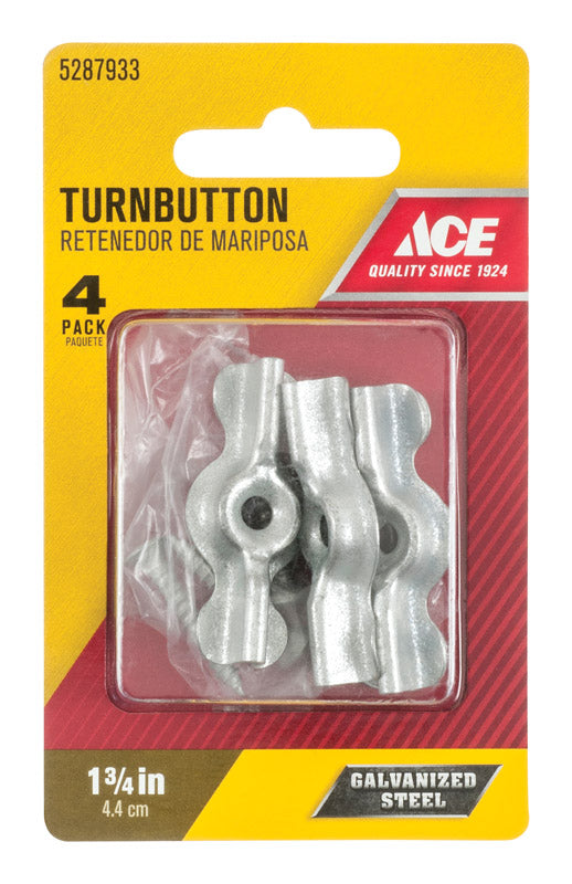 Ace 1-3/4 in. D X 1-3/4 in. L Galvanized Silver Steel Screen/Storm Turn Buttons 4 pk