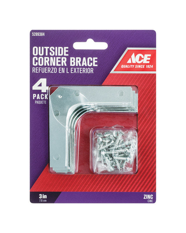 Ace 3 in. H X 4.75 in. W X 3 in. D Zinc Outside Corner Brace