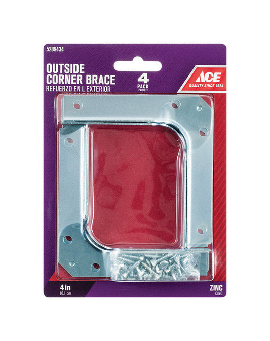 Ace 4 in. H X 5.25 in. W X 4 in. D Zinc Outside Corner Brace