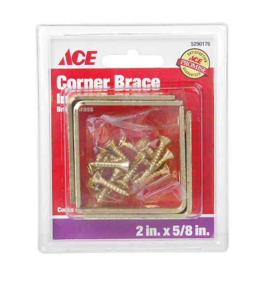 Ace 2 in. H X 3.75 in. W X 2 in. D Bright Brass Inside L Corner Brace