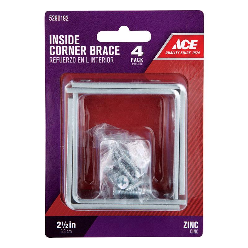 Ace 2-1/2 in. H X 5/8 in. W X 2-1/2 in. D Zinc Inside L Corner Brace