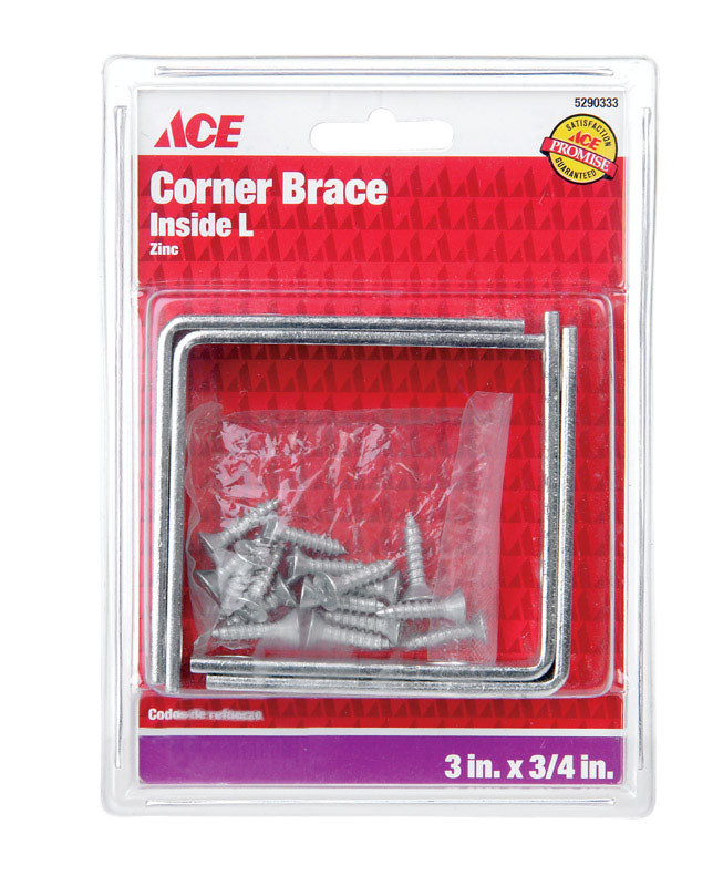 Ace 3 in. H X 4.75 in. W X 3 in. D Zinc Inside L Corner Brace