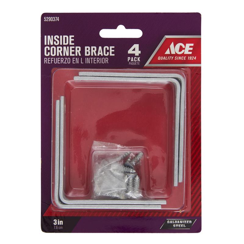 Ace 3 in. H X 4.75 in. W X 3 in. D Steel Inside L Corner Brace