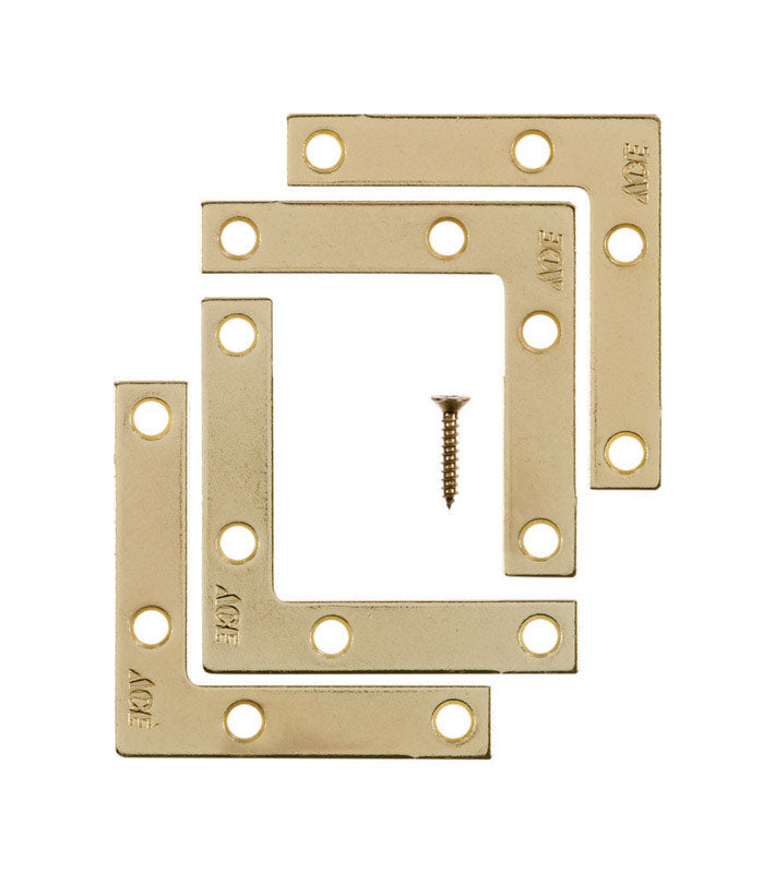 Ace 2-1/2 in. H X 3.75 in. W X 2-1/2 in. D Brass Flat Corner Brace