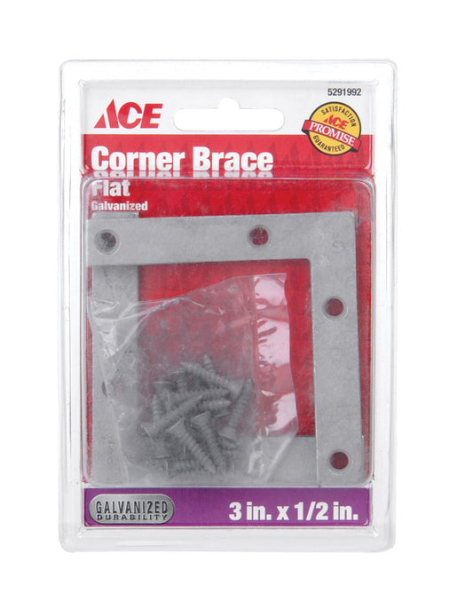 Ace 3 in. H X 3.75 in. W X 3 in. D Steel Flat Corner Brace